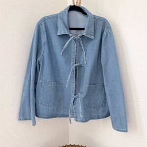 Tie Front Lightweight Jean Jacket